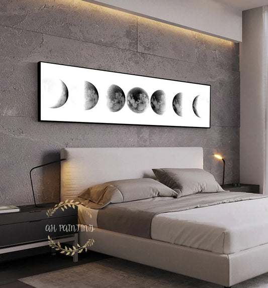 Wall Art Moon Phase Black White Posters Aesthetic Canvas Art Prints Abstract Painting Wall Picture for Living Room Home Decor